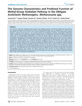 The Genome Characteristics and Predicted Function of Methyl-Group Oxidation Pathway in the Obligate Aceticlastic Methanogens, Methanosaeta Spp