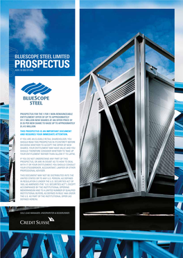 Bluescope Steel Limited Prospectus Abn 16 000 011 058