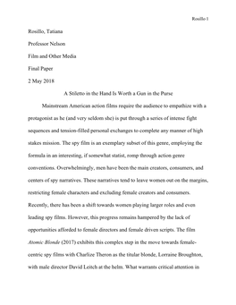 Rosillo, Tatiana Professor Nelson Film and Other Media Final Paper 2