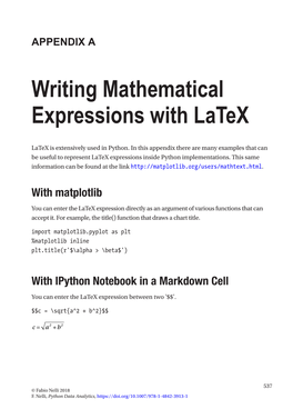 Writing Mathematical Expressions with Latex