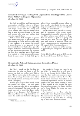 Remarks Following a Meeting with Organizations That Support the United States Military in Iraq and Afghanistan October 20, 2006