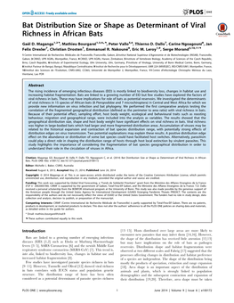 Bat Distribution Size Or Shape As Determinant of Viral Richness in African Bats