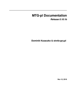 MTG-Pl Documentation Release 0.10.1B