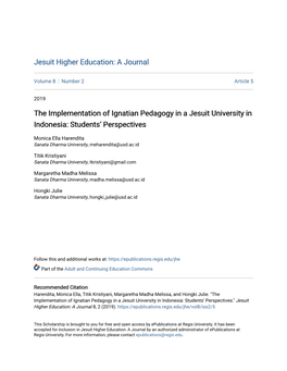 The Implementation of Ignatian Pedagogy in a Jesuit University in Indonesia: Students’ Perspectives