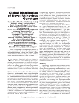 Global Distribution of Novel Rhinovirus Genotype