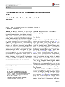 Population Structure and Infectious Disease Risk in Southern Africa