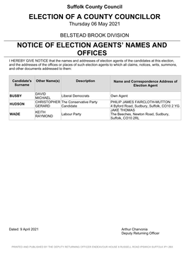 Notice of Election Agents Babergh