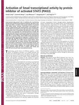 Activation of Smad Transcriptional Activity by Protein Inhibitor of Activated STAT3 (PIAS3)