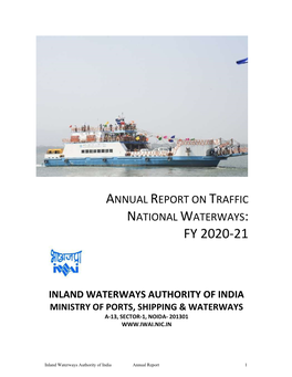 Annual Report on Traffic National Waterways: Fy 2020-21