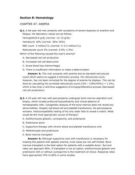 Section 8: Hematology CHAPTER 47: ANEMIA