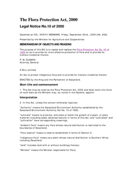 The Flora Protection Act, 2000 Legal Notice No.10 of 2000