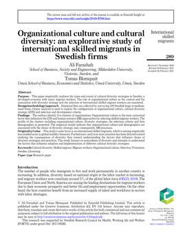 Organizational Culture and Cultural Diversity Strategy (CDS) Is Explored