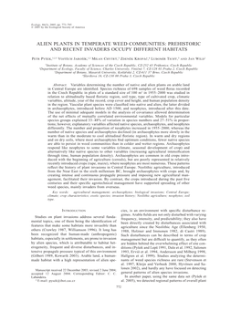 Alien Plants in Temperate Weed Communities: Prehistoric and Recent Invaders Occupy Different Habitats