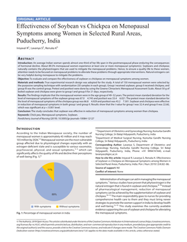 Effectiveness of Soybean Vs Chickpea on Menopausal Symptoms Among Women in Selected Rural Areas, Puducherry, India Iniyaval R1, Lavanya S2, Renuka K3
