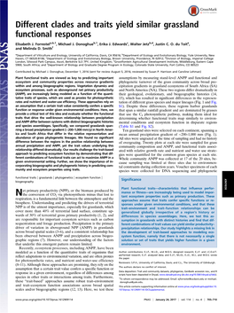 Different Clades and Traits Yield Similar Grassland Functional Responses