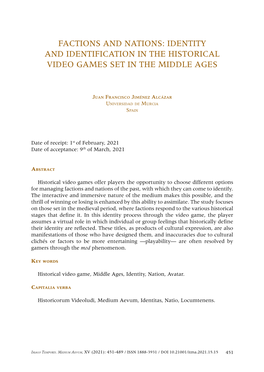 Identity and Identification in the Historical Video Games Set in the Middle Ages