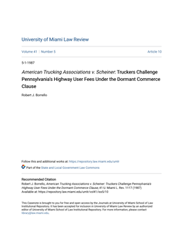 American Trucking Associations V. Scheiner: Truckers Challenge Pennsylvania's Highway User Fees Under the Dormant Commerce Clause