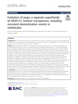 Evolution of Pogo, a Separate Superfamily of IS630-Tc1-Mariner