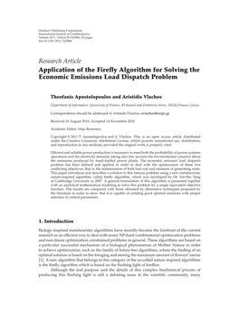 Application of the Firefly Algorithm for Solving the Economic Emissions