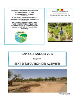Rapport Annuel 2016 Etat D'execution Des Activites