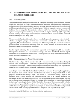 20. Aboriginal Rights and Interests Effects