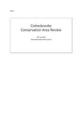 Cottesbrooke Conservation Area Review