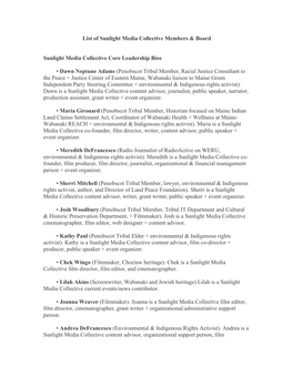 List of Sunlight Media Collective Members & Board Sunlight Media