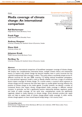 Media Coverage of Climate Change: an International Comparison