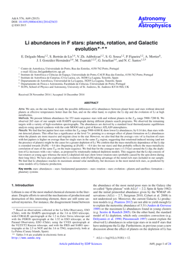 Li Abundances in F Stars: Planets, Rotation, and Galactic Evolution�,