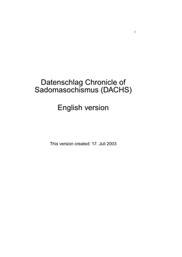 Datenschlag Chronicle of Sadomasochismus (DACHS)