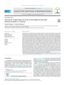 Assessment of Phenotypic Diversity of Local Algerian Date Palm