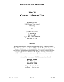 Bio-Oil Commercialization Plan