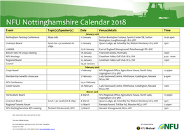 NFU Nottinghamshire Calendar 2018