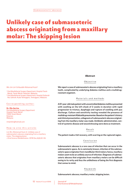 Unlikely Case of Submasseteric Abscess Originating from a Maxillary Molar: the Skipping Lesion