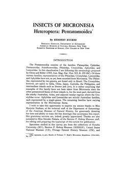 INSECTS of MICRONESIA Heteroptera: Pentatomoidea1
