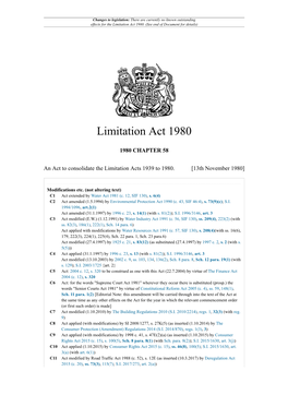 Limitation Act 1980