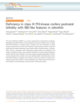 Deficiency in Class III PI3-Kinase Confers Postnatal Lethality with IBD