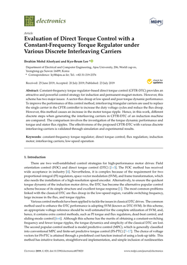 Evaluation of Direct Torque Control with a Constant-Frequency Torque Regulator Under Various Discrete Interleaving Carriers