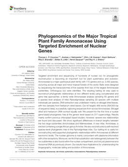 Phylogenomics of the Major Tropical Plant Family Annonaceae Using Targeted Enrichment of Nuclear Genes