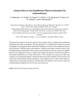 Atomic Order in Non-Equilibrium Silicon-Germanium-Tin Semiconductors