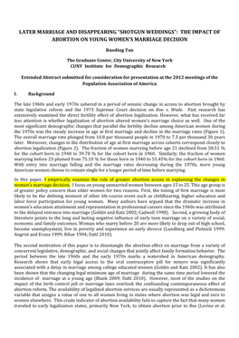 Shotgun Weddings”: the Impact of Abortion on Young Women’S Marriage Decision