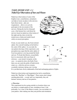 TAKE-HOME EXP. # 1 Naked-Eye Observations of Stars and Planets