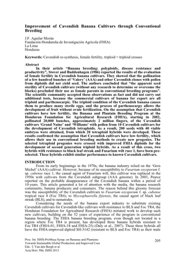 Improvement of Cavendish Banana Cultivars Through Conventional Breeding