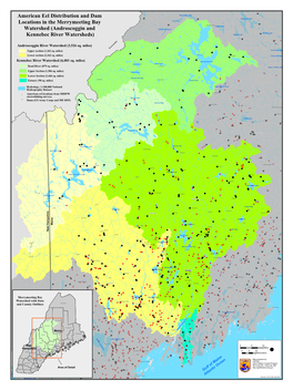 American Eel Distribution and Dam Locations in the Merrymeeting Bay