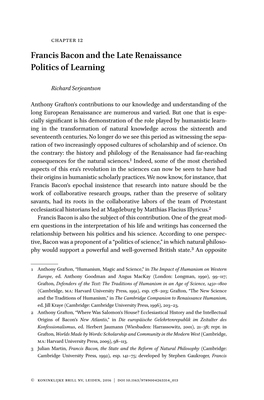 Francis Bacon and the Late Renaissance Politics of Learning