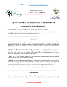 A Review of Cutaneous Manifestations in Newborn Infants