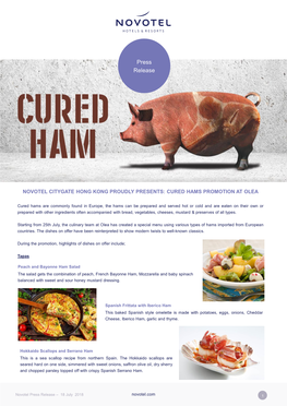 Cured Hams Promotion at Olea