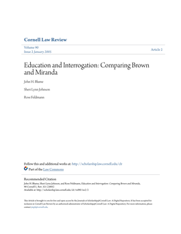 Education and Interrogation: Comparing Brown and Miranda John H