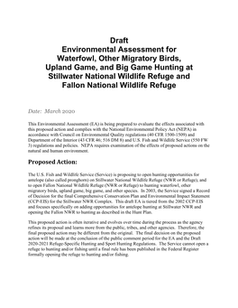 Draft Environmental Assessment for Fallon and Stillwater Hunt Plans