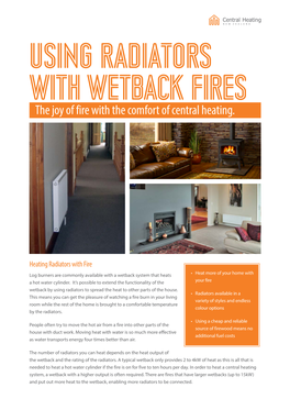 Using Radiators with Wetback Fires the Joy of Fire with the Comfort of Central Heating